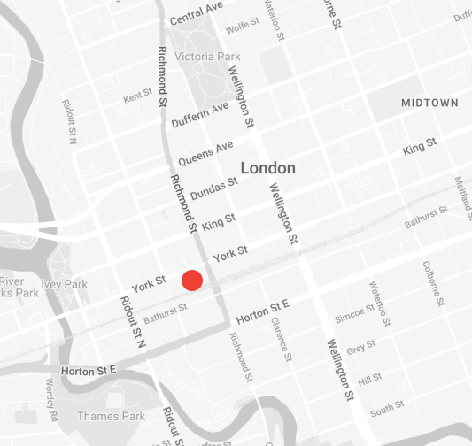 Map showing the Norlon Builders office at 151 York Street, London, Ontario (opens Google Maps in a new tab)
